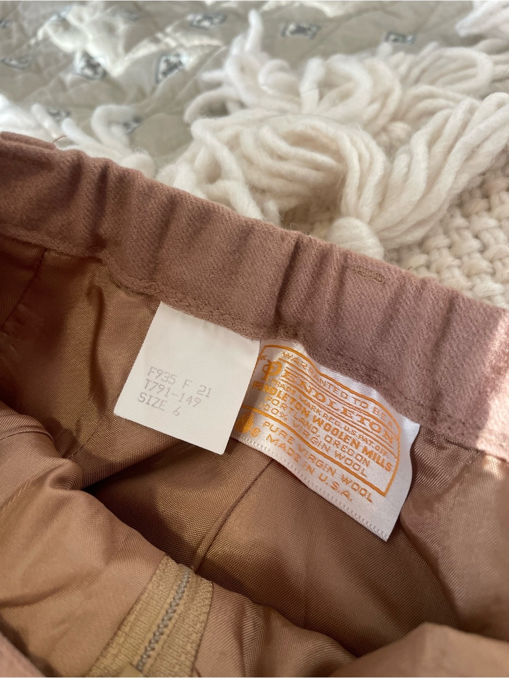 Pendleton High-Rise Camel Pleated Wool Trousers - Picture 5 of 9